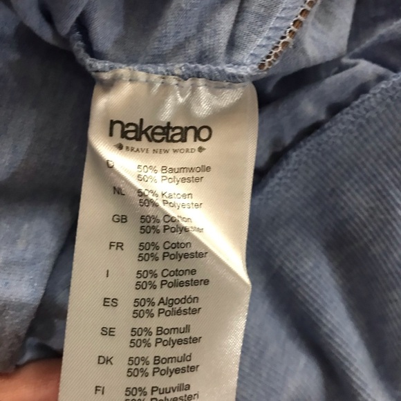 Naketano womens bird print thin blue white striped hooded pullover hoodie - Picture 6 of 8